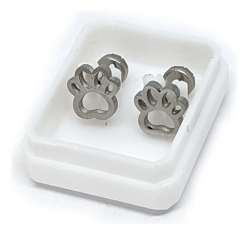 Surgical Steel Pawprints Huggie Earrings Set 0