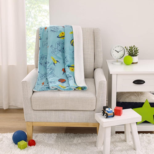 NoJo Disney Toy Story Aqua, Lime and Orange Buzz Lightyear Super Soft Sherpa Baby Blanket 3