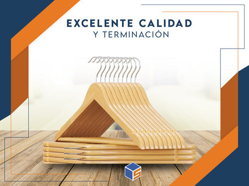 Pack De 50 Perchas De Madera Lustrada Y Barnizada Ropa 5