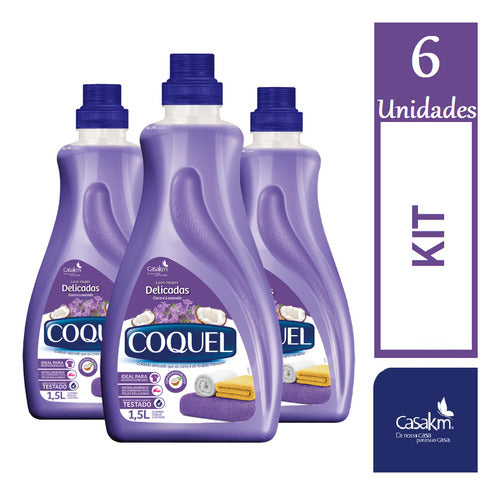 Kit 6 Lava Roupa Liquido Coquel Lavanda 1,5l Sabão De Roupas 0