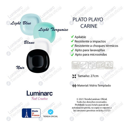 Luminarc Juego Vajilla X12 Carine Vidrio Templado Platos 1