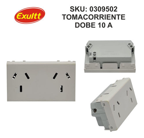 Exultt Double Socket Module Pack of 10 - 10A Urban Line 1