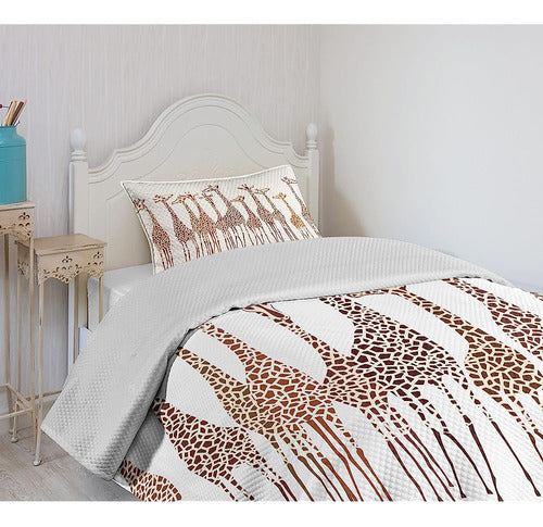 Lunarable Tropical Giraffes Exotic Climate Bedspread 3