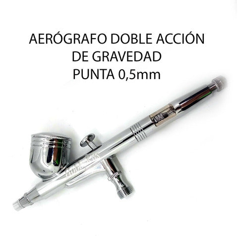 Hobbykits 0.5mm Gravity Feed Double Action Airbrush with 3m Hose 4