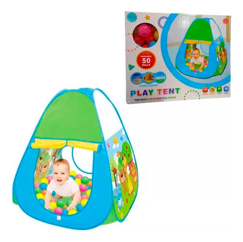 Kids Fabric Ball Pit Tent 50 Colorful Balls Educational Play Set 0