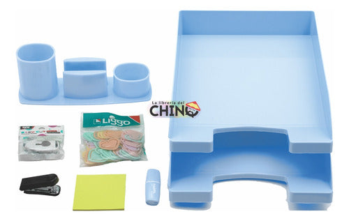 Liggo Desk Set Trends Color A4 8 Pieces Pastel Blue 0