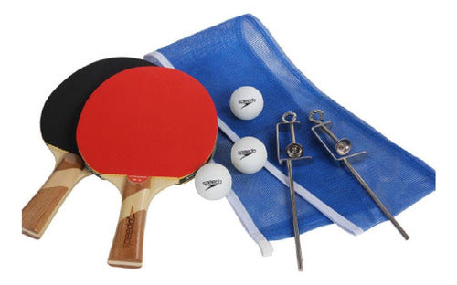 Kit Tenis De Mesa 2 Raquete 3 Bola 1 Rede Ping Pong Speedo 1