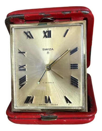 SWIZA Reloj Despertador Viaje Europa Alemán Antiguo Funcionando 0