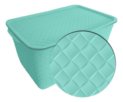 Plastic Rattan-Like Organizer Basket - Green X8 0