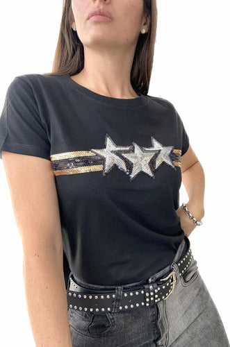 INGRID SIÜK Women's T-Shirt with Sequin Embroidery on the Chest 0