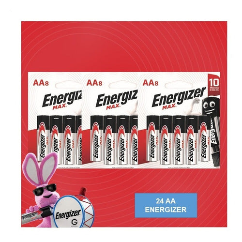 Energizer 24 AA Alkaline Batteries Max E91 Blister Pack of 8 Units 0