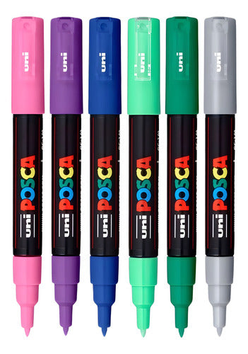 Kit 06 Canetas Marcador Uniball Posca Pc-1m Escolha A Cor 0