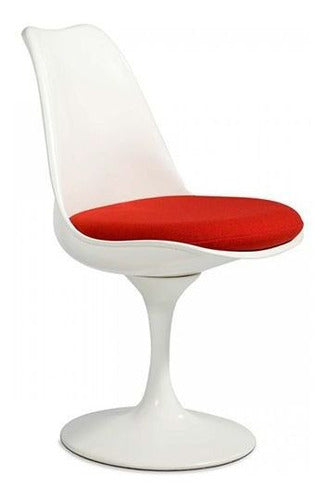 Tushop Tulip Chair - White Design with Upholstered Red Seat 0