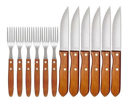 Mor Asado Cutlery Set with Wooden Handle 12 Pcs 0