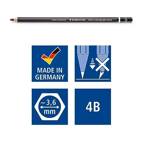 Staedtler Mars Lumograph Pencils Hb 2b 4b 6b 7b 8b Tin of 6 5