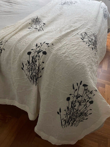 Queen Size Cotton Gauze Throw Bedspread with Málaga Print 10