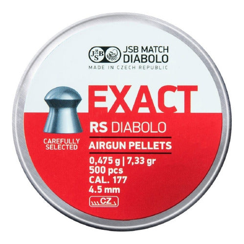 JSB Exact RS Pellets Caliber 4.5 7.33 Grain Can X500 0