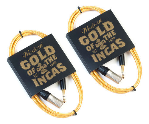 Western 2 Professional Cables for Monitors XLR Male to TRS Plug - Gold - 1.5m 0