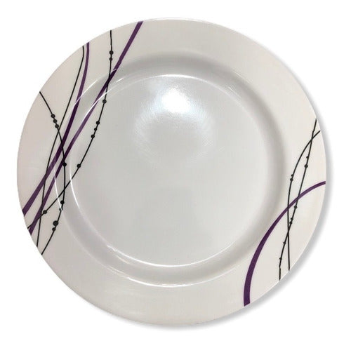 Round 25cm Decorated Melamine Flat Plate Plastic Dining Room 0