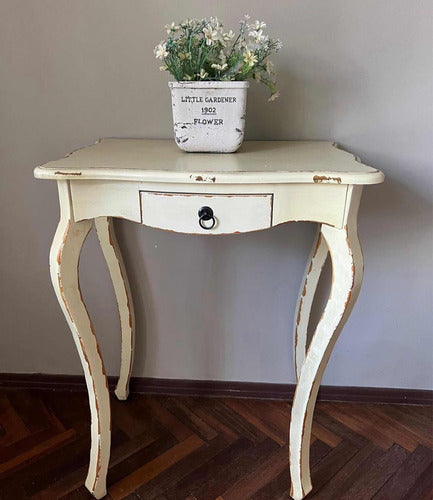 Mueble Mesita Francesa Patas Altas - Decapada Color Natural 0