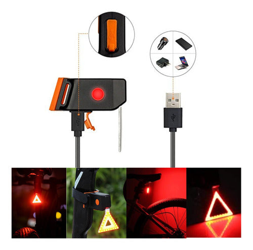 Luz Trasera Led Bici Ultra Brillo Triangulo Baliza Flotante 4