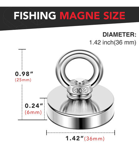 Imanes De Pesca De Neodimio Superfuertes De 36mm De 68kg. 1