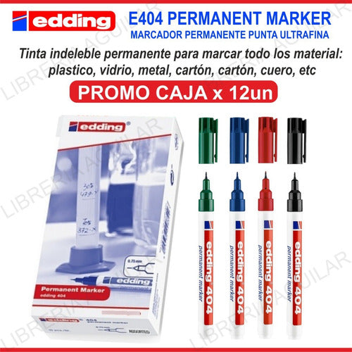 12 Marcadores Permanente Indeleble Ultra Fina Edding E404 0