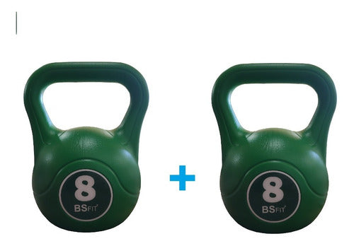 BS Fit 2 Piece Kettlebell Set Plastic 8kg Fitness Dumbbell 1