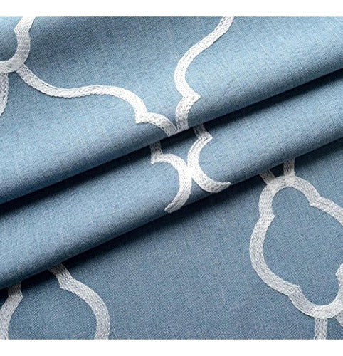 Miuco Dusty Blue Semi-Transparent Embroidered Moroccan Curtains 3