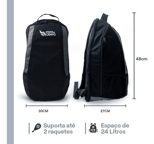 Mochila Bolsa Raqueteira Esportiva Preta Pista E Campo 3