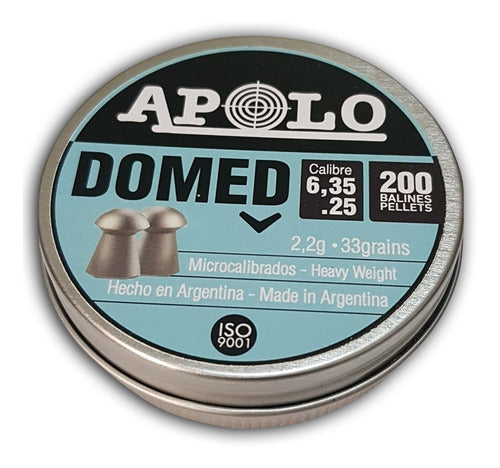 Balines Apolo Domed 6,35mm 2,2gr. 33 Grains Lata X 200u 3