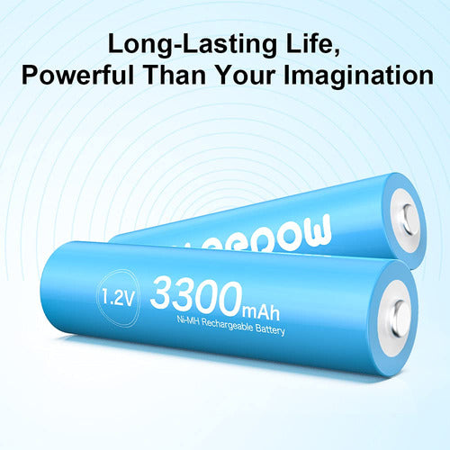 Deleepow 8 Rechargeable AA NiMH Batteries 3300 mAh - 1.2 V 3