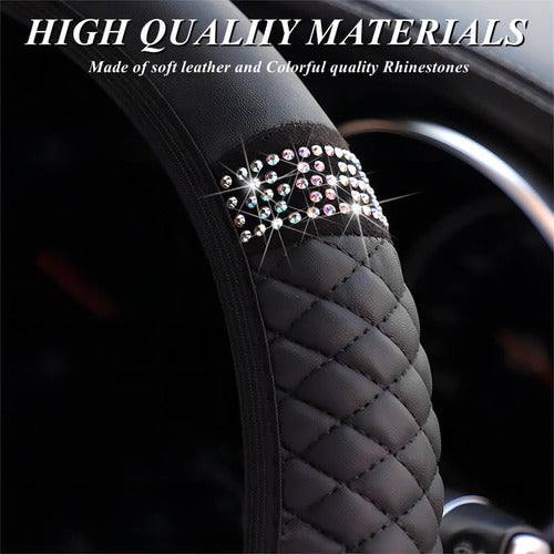 DBYUME Soft Leather Car Steering Wheel Cover - Universal Fit 37 to 38.1cm 1