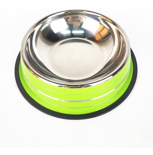 Stainless Steel Dog Feeder with Line Design Color 34cm 12