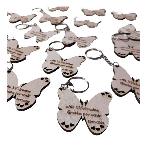 Enfoco Láser Personalized 15th Birthday Butterfly Keychains (Set of 2) 0