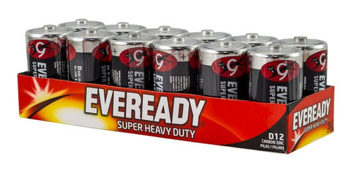 Eveready Super Heavy Duty D Size 1.5V Carbon Zinc Battery Pack of 12 0