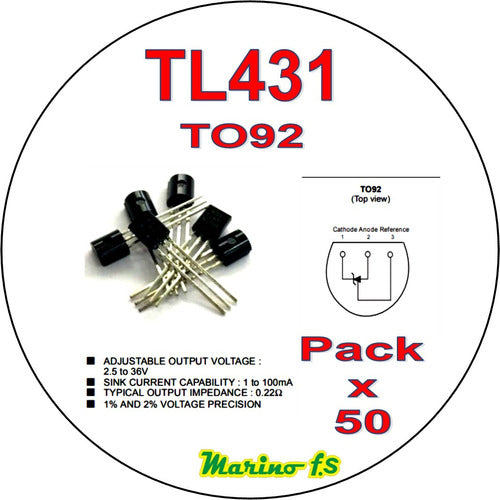 Tl431    Kia431    Az431  To92       Ref 2.5 V     Pack X50 1