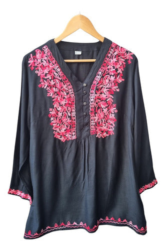 Embroidered Kashmir Buttoned Wide Indian Blouse 34