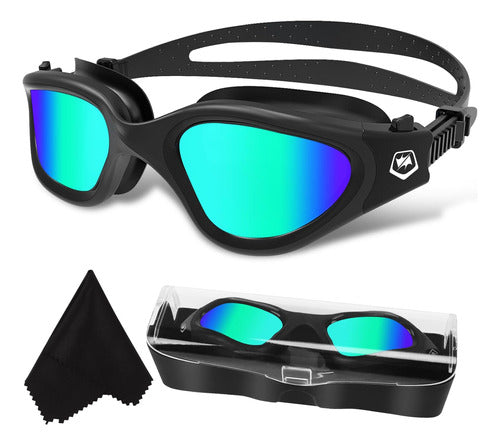 Win.Max Unisex Swimming Goggles Aqua and Black 0