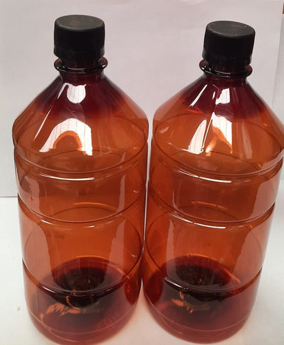 JP Amber Plastic Bottle 1 Liter X 100 Units With Plastic Caps 1