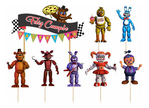 Todoparatufiesta Cake Topper Five Night At Freddy Personalizado Adorno Torta 0