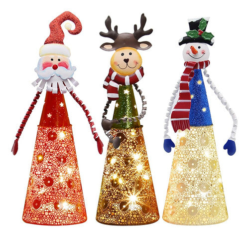 Atdawn Illuminated Christmas Table Decorations, Set of 3 0