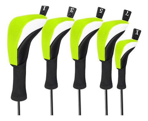 5pcs Golf Head Cover Golf Wood Headcovers Anti Scratch Verde 7