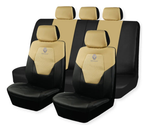 Cardinal Ecocuero Seat Covers Black Beige Embroidered Logo 0