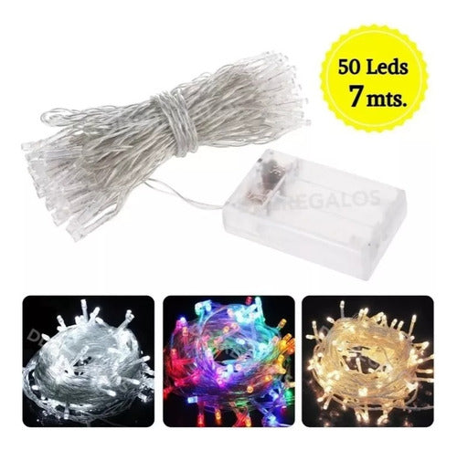 LED Rice String Lights 7m 50 Lights Battery Operated Decorative Garland 5