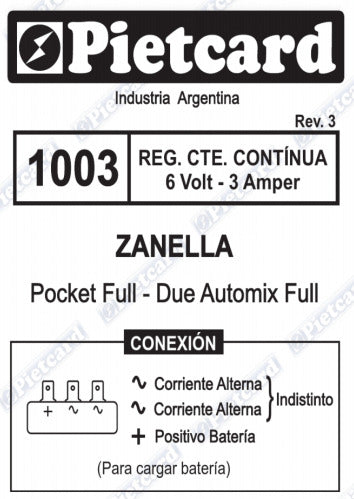 Pietcard Regulador 6V Zanella Pocket Full 1003 4