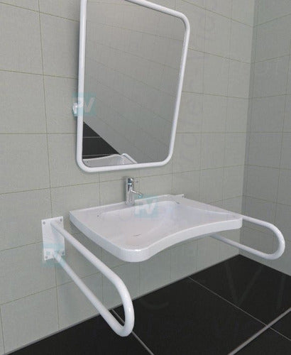 Set of 2 Fixed Safety Handrails with Toilet Paper Holder for Disabled Bathroom 60cm 3