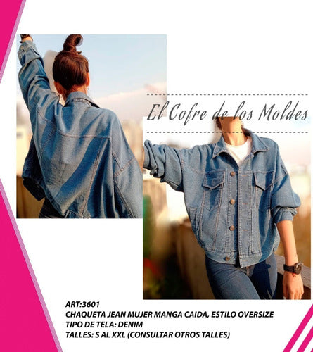 MoldeArte Molde Digital Chaqueta Jean Manga Caida, Pack Talles S A Xxl 1