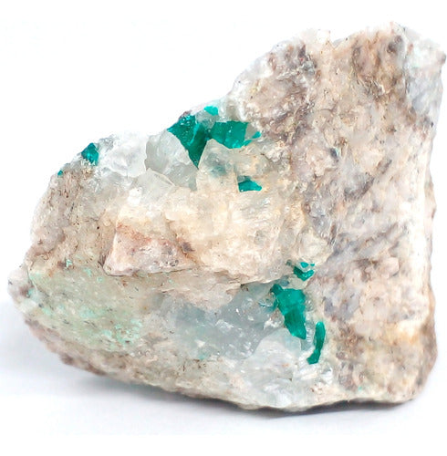 Dioptase and Calcite on Matrix - D27 - Stone 9