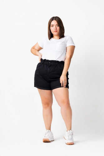 Women's White High-Waisted Stretch Denim Shorts Plus Size 1